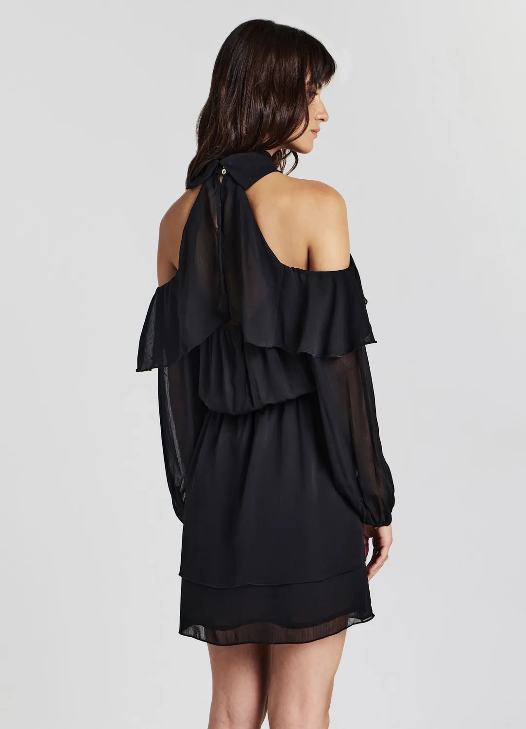 Calliope robe courte femme volants georgette