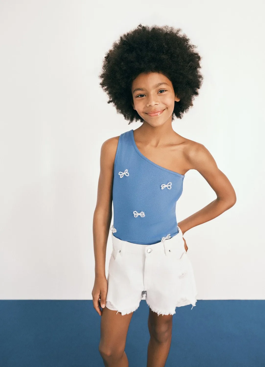 Calliope Top asymétrique fille nœuds uni