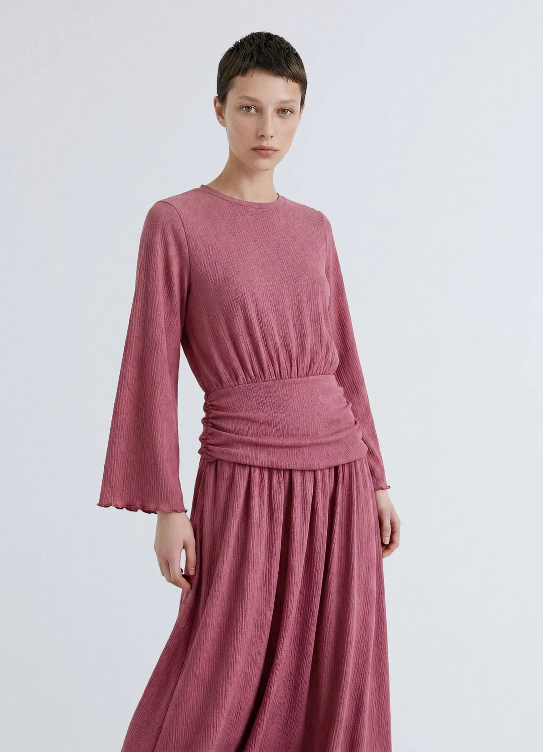 Calliope robe longue froncée femme unie