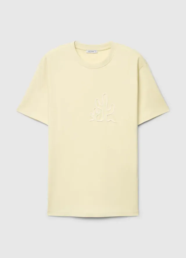 Calliope t-shirt brodé fleur femme col rond