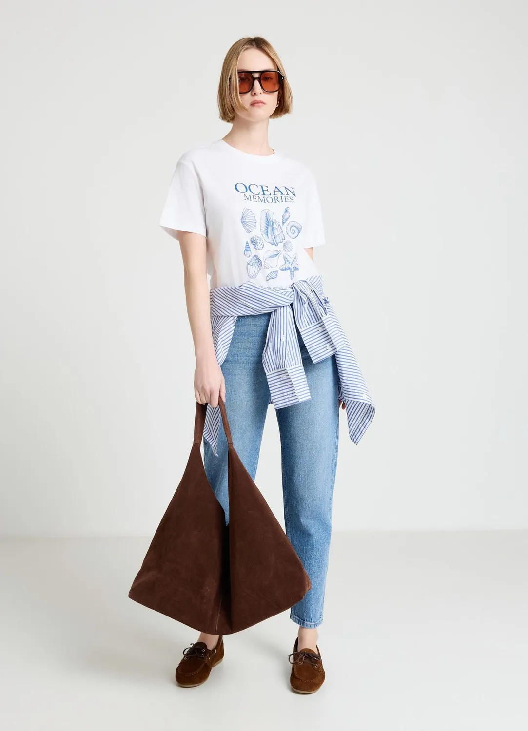 Calliope t-shirt femme imprimé mer col rond manches courtes