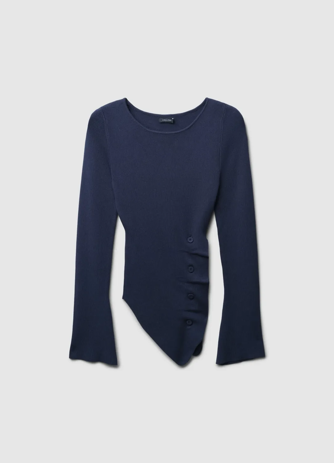 Calliope Pull drapé asymétrique pull femme boutons