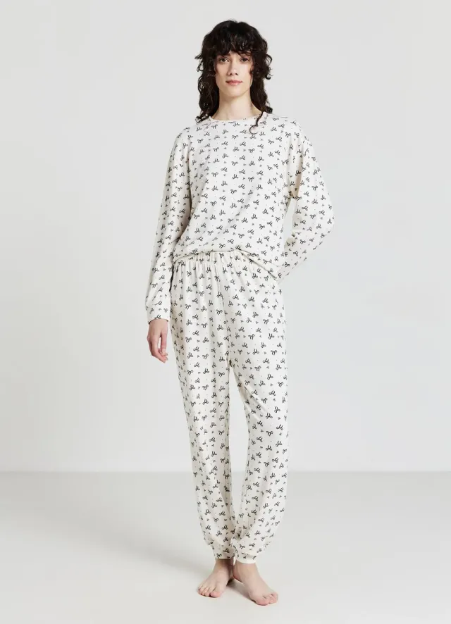Calliope ensemble pyjama femme nœuds manches longues