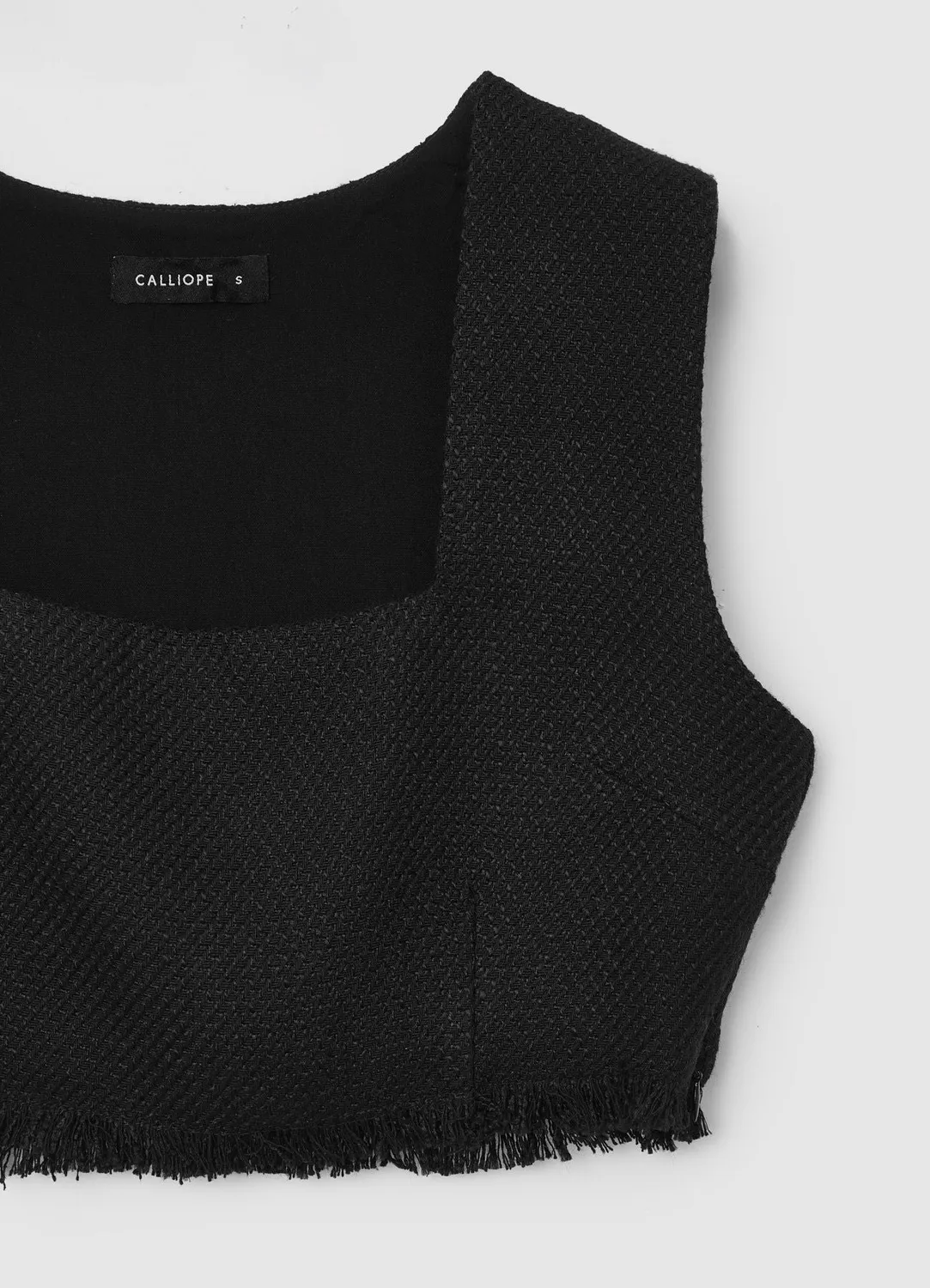 Calliope top crop col carré uni femme