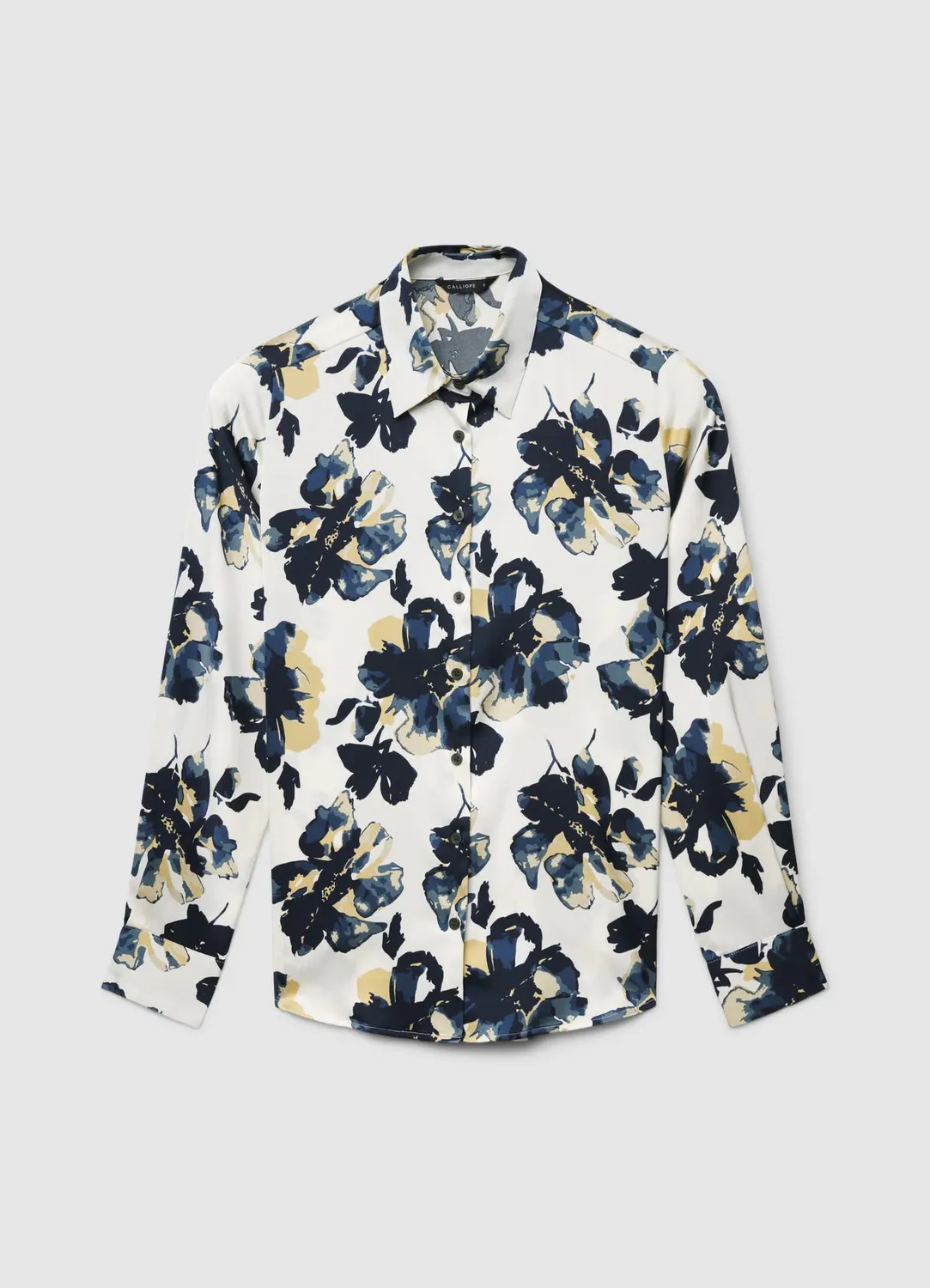 Calliope chemise femme fleurs satinée manches longues