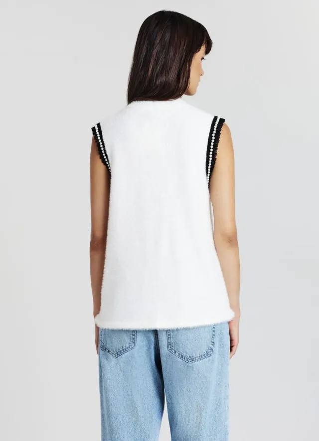 Calliope Maglia smanicata passamaneria top col V