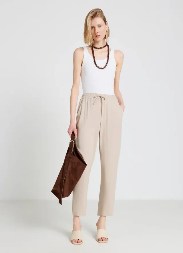 Calliope pantalon droit femme taille haute élastique