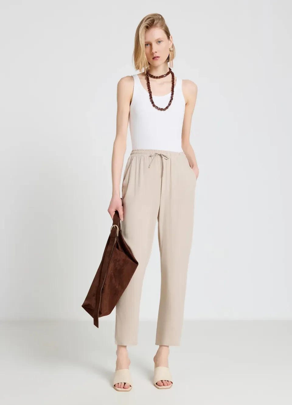 Calliope pantalon droit femme taille haute élastique