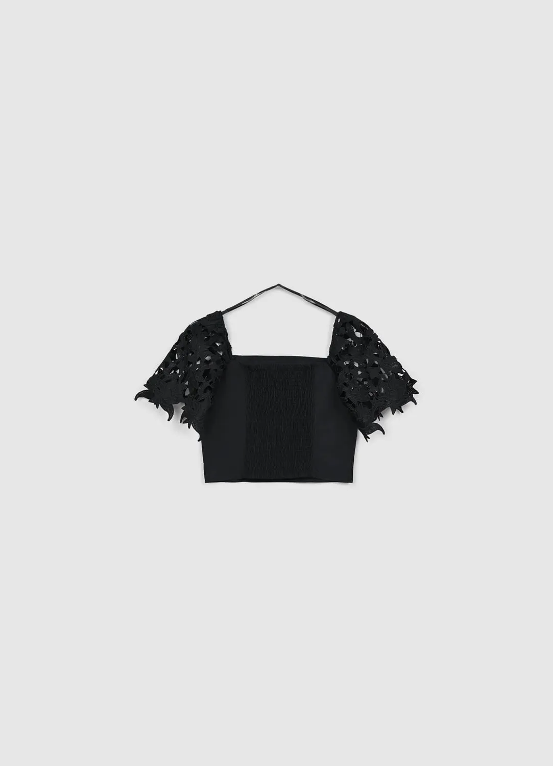 Calliope blouse dentelle femme manches courtes col carré