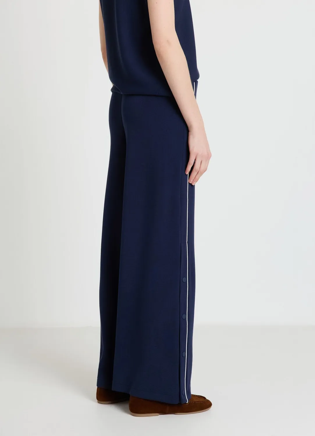 Calliope pantalon palazzo boutons lateraux TU coupe large