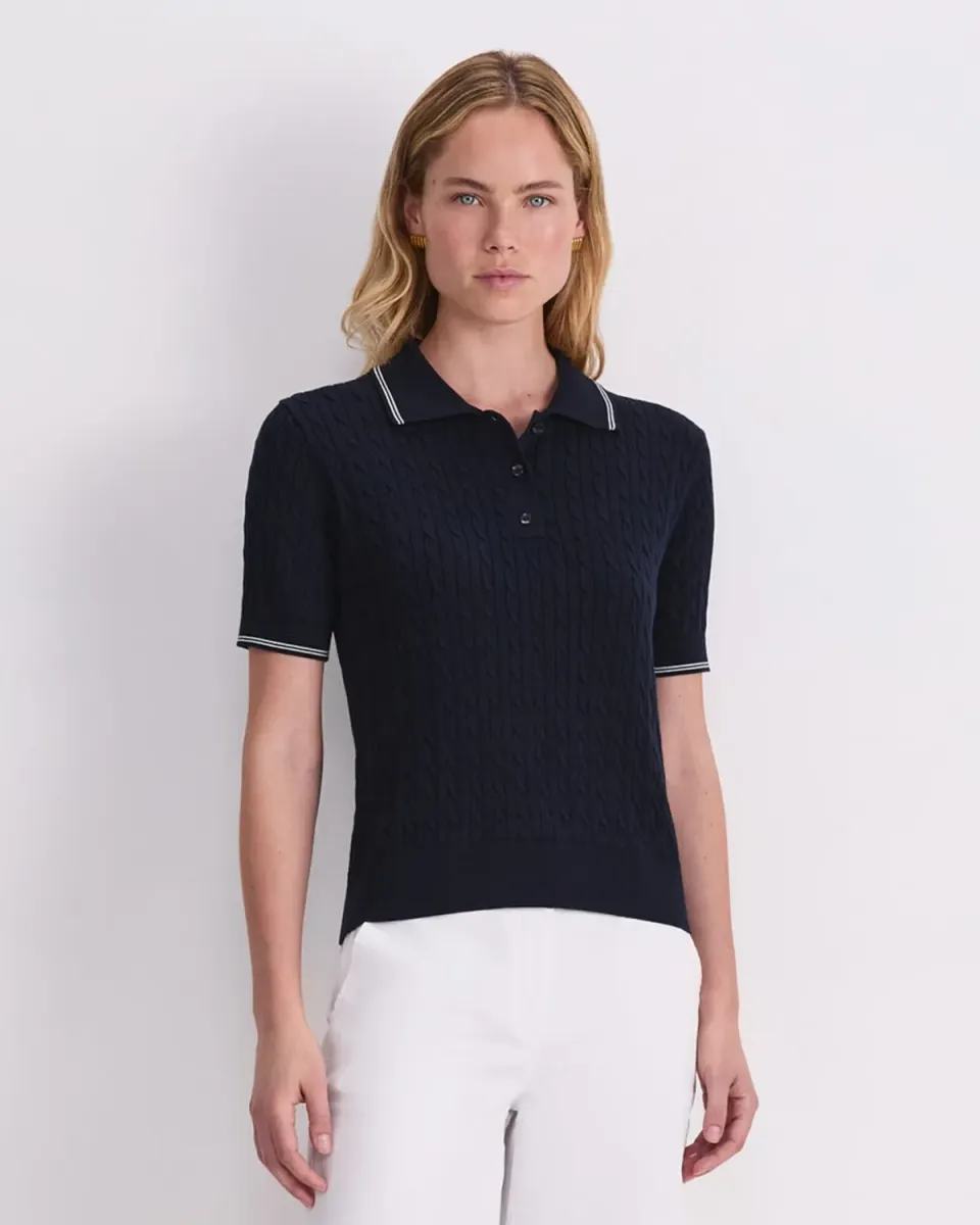 Sportscraft Chiffon Cable polo femme coton
