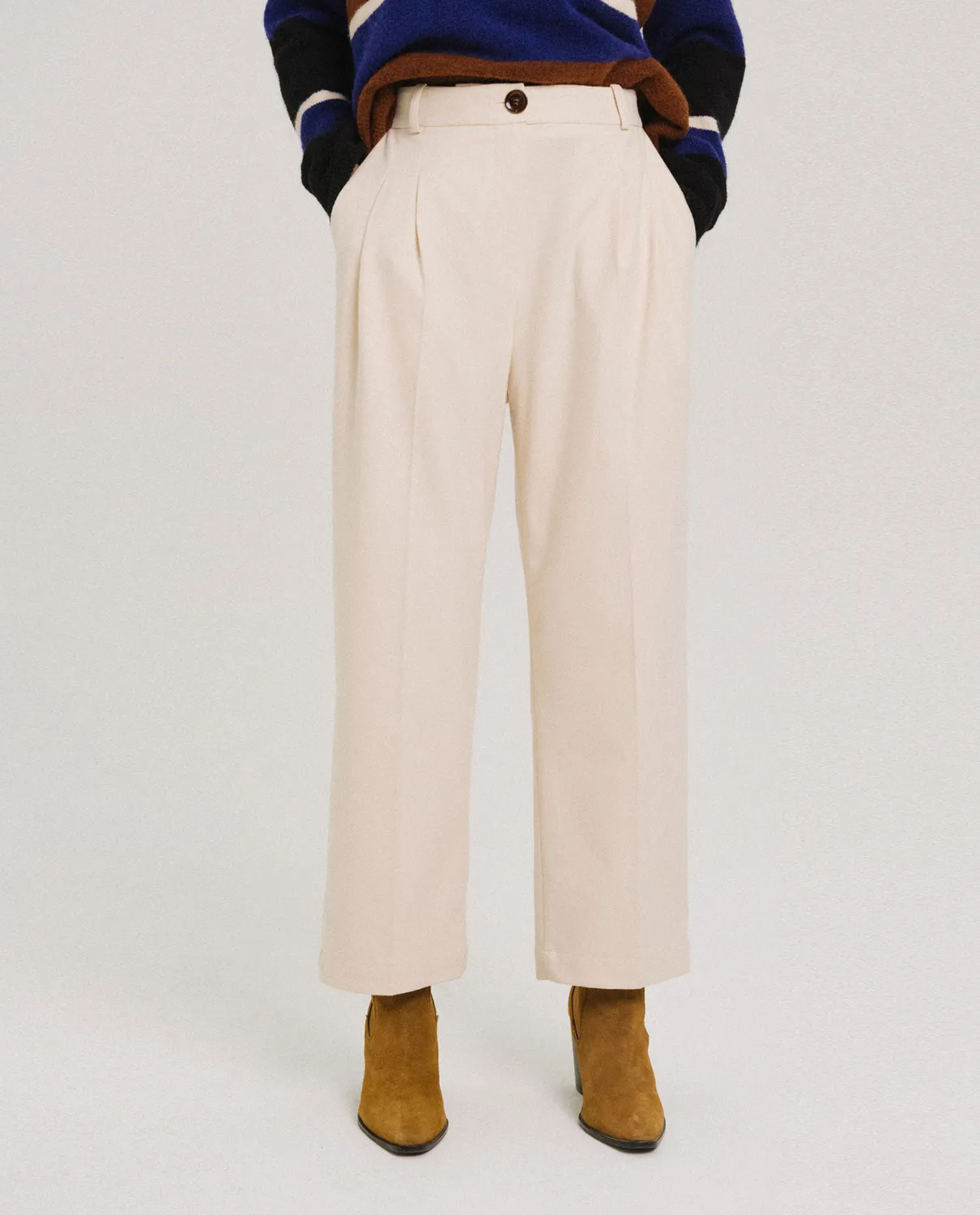TINSELS PEPA ECRU pantalon flanelle grattée 7/8
