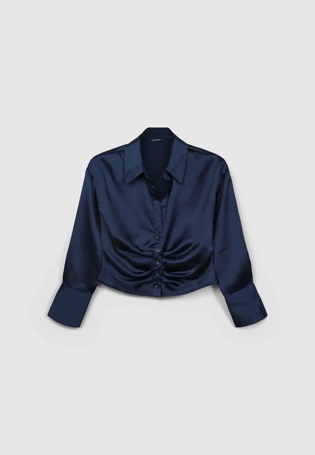 Chemise crop Calliope satin uni femme froncée