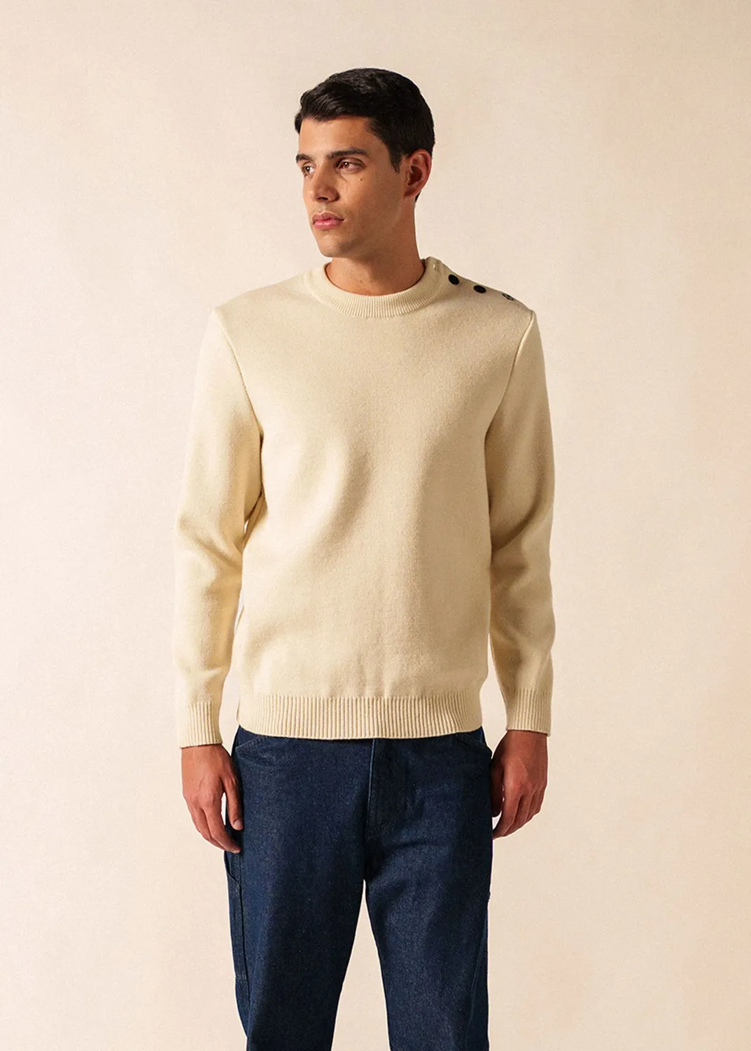 Saint James Cancale pull marin écru laine
