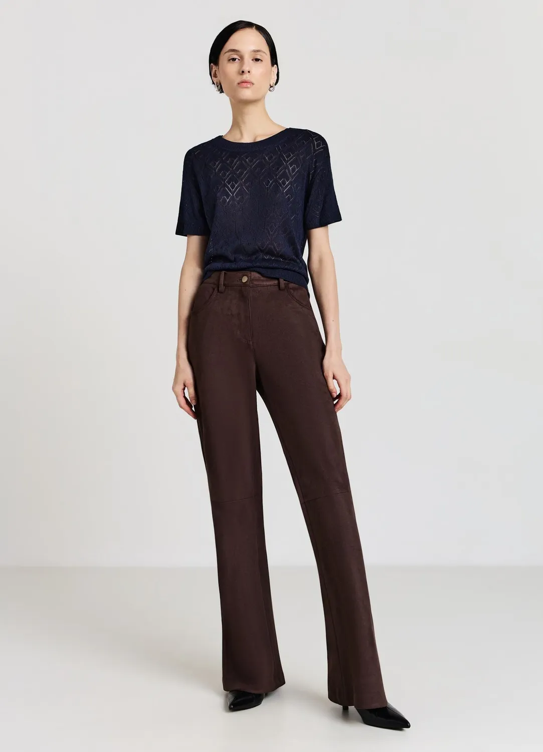 Calliope t-shirt ajouré uni femme manches courtes