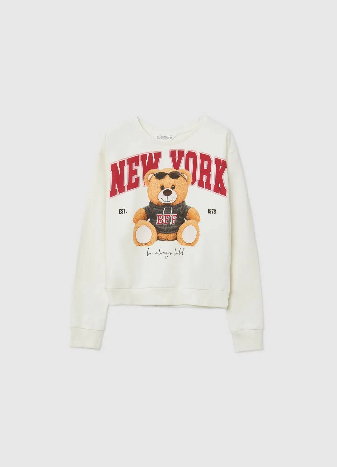 Calliope sweat fille imprimé ours col rond