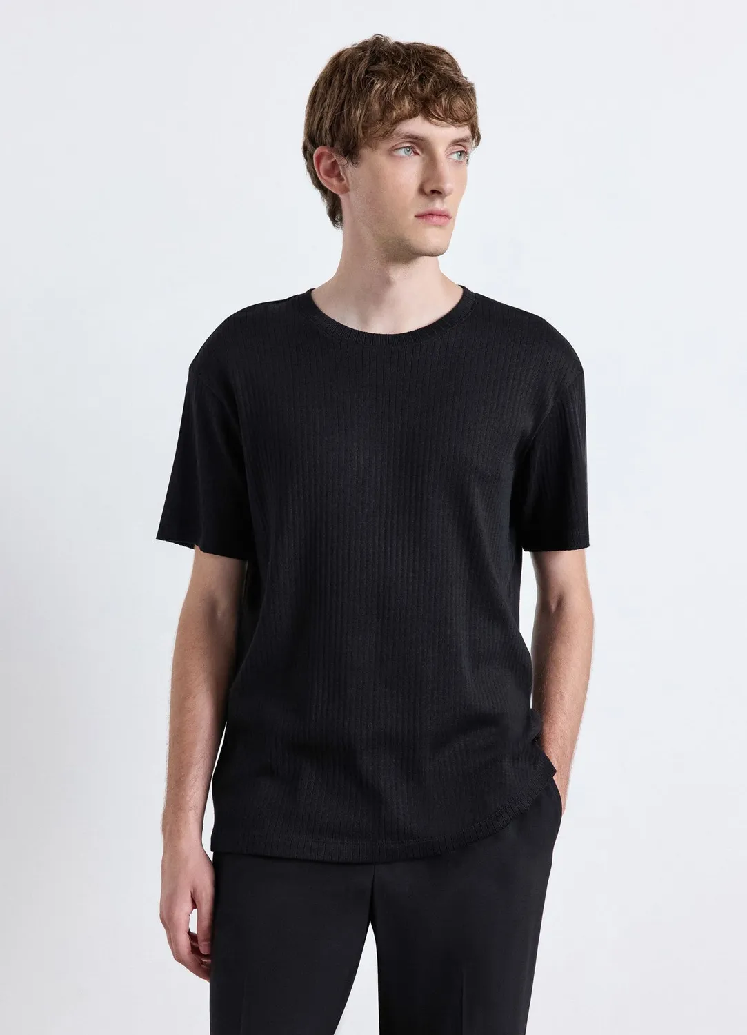 Calliope t-shirt côtelé col rond homme