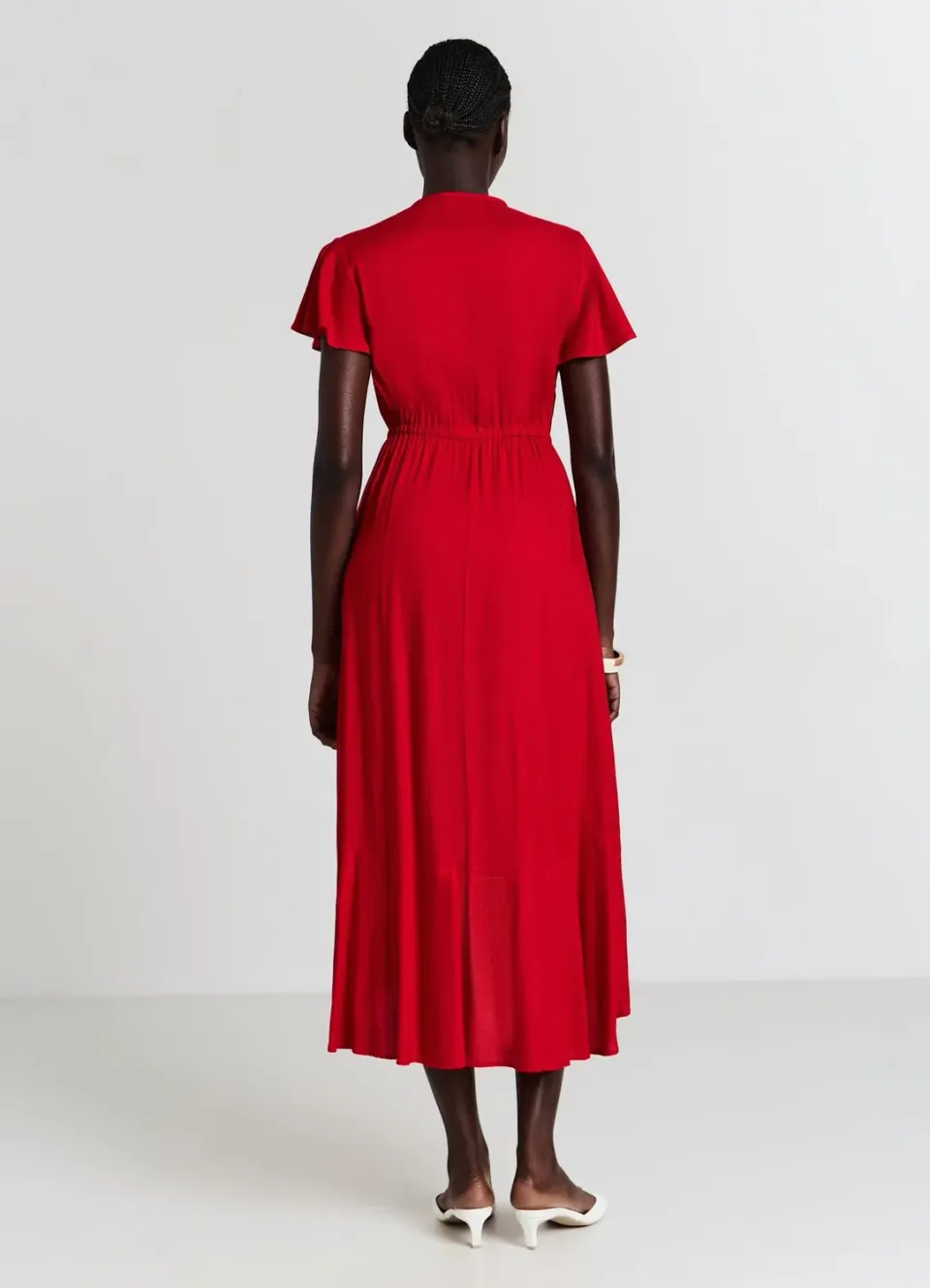 Calliope Robe longue croisée volants femme