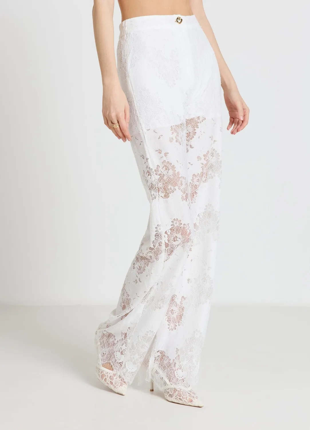 Calliope pantalon palazzo dentelle femme taille haute