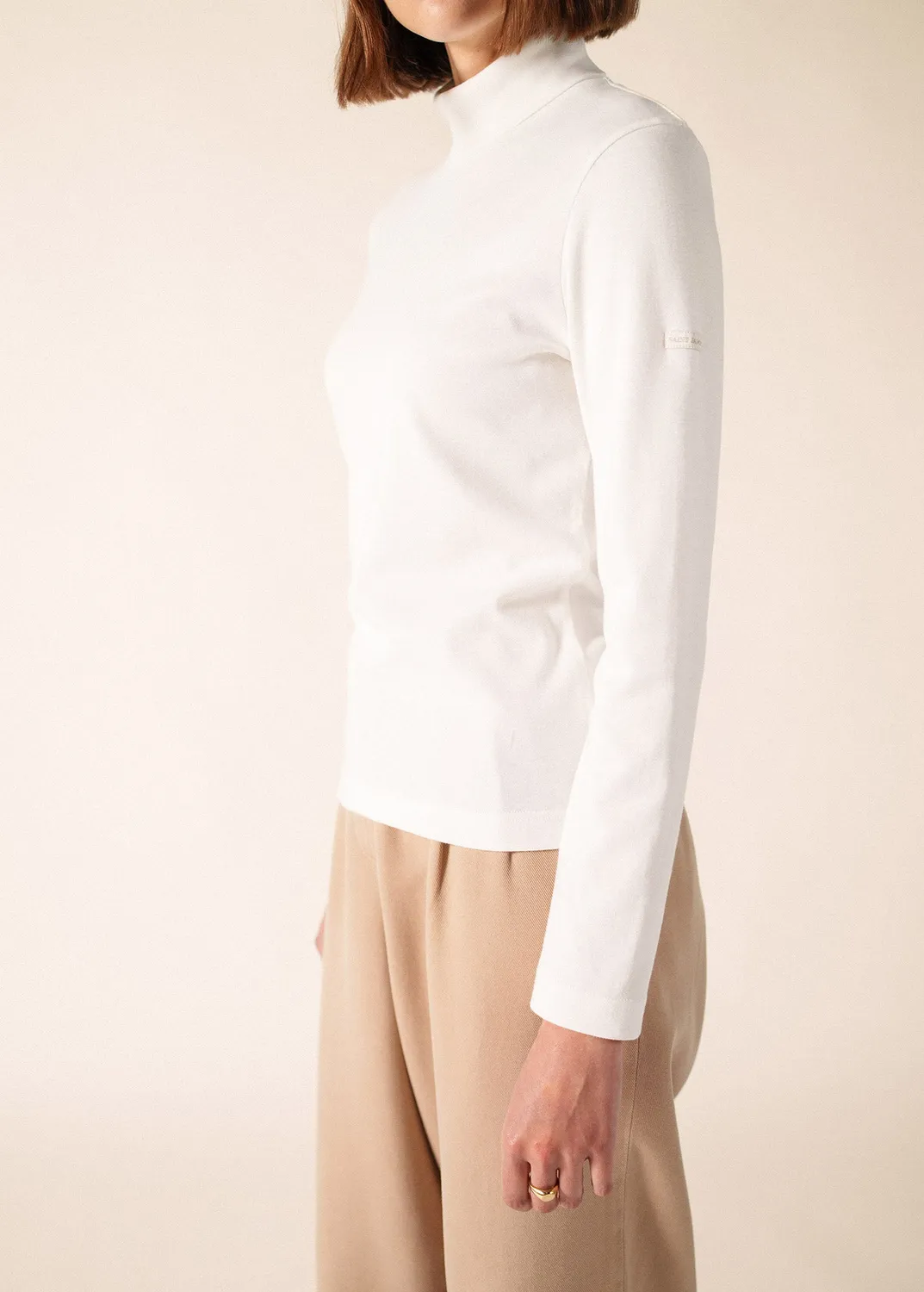 Saint James Célina sous-pull écume col roulé coton