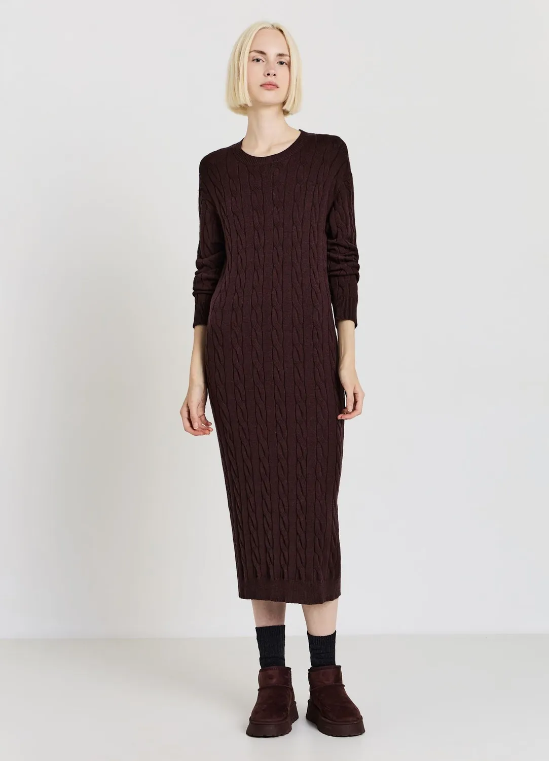 Calliope robe longue torsades col rond femme