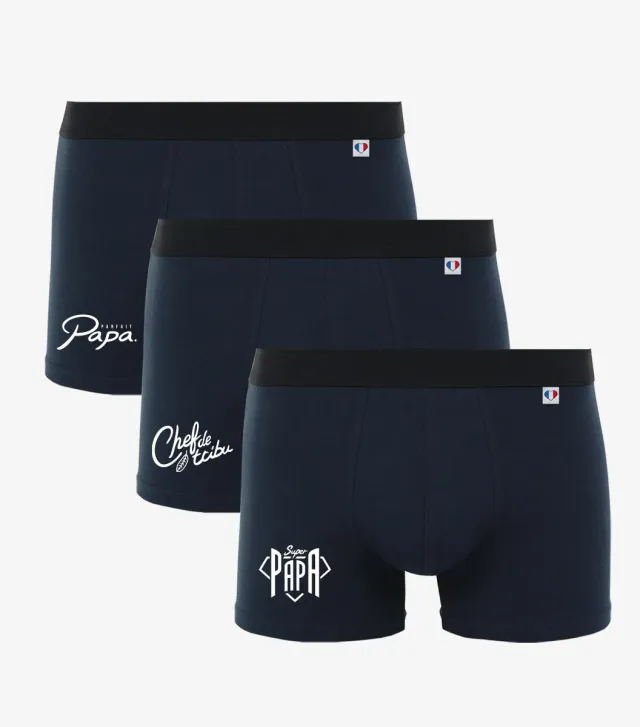Cocorico Pack Papa boxer homme marine x3 coton