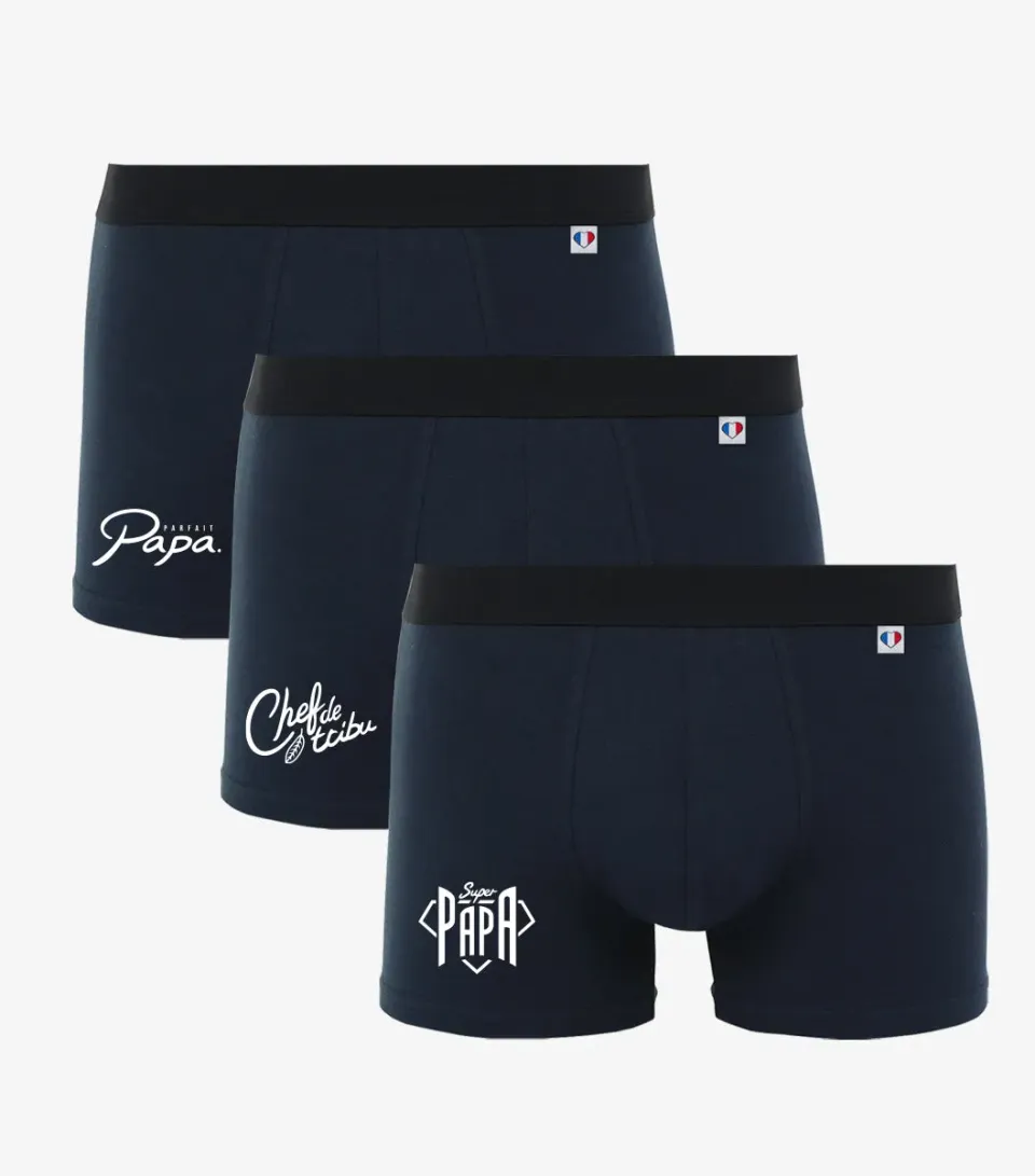 Cocorico Pack Papa boxer homme marine x3 coton