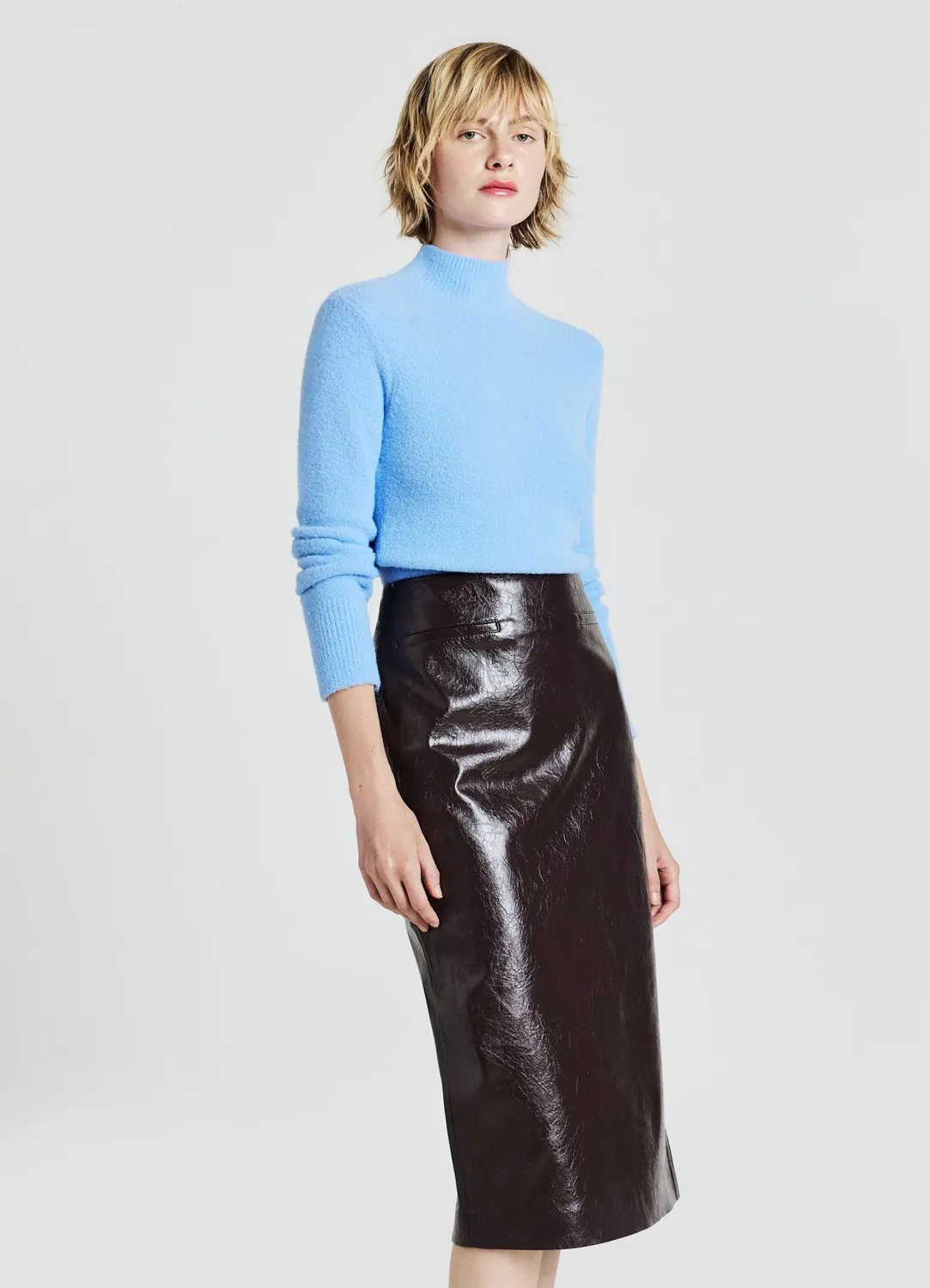 Calliope pull femme col montant uni manches longues