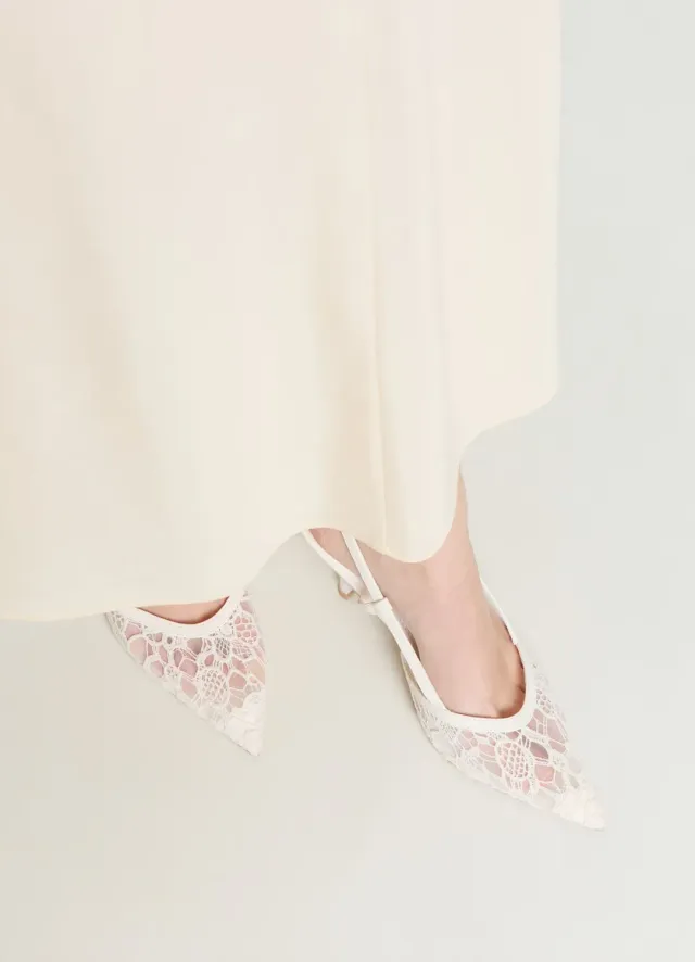 Calliope Slingback a punta in pizzo escarpins dentelle 8 cm